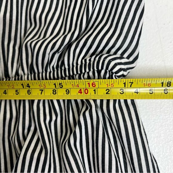 Judith March Stripe Ruffle Racerback Rosette Hem Black White Dress Women Large - Picture 13 of 15